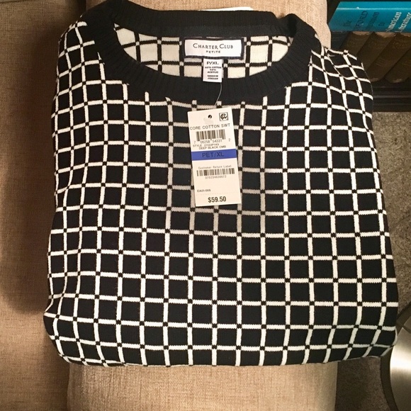 Charter Club Grid Print Sweater NWT - Picture 3 of 4